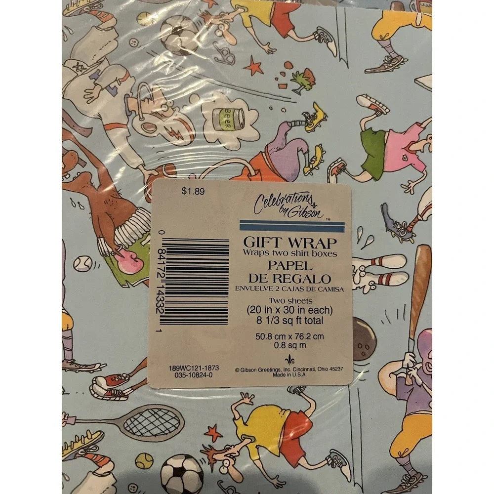 Vtg Birthday Celebration Gift Wrap Art‎ By Skelton Sports Celebrations By Gibson